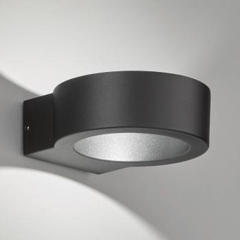 Aplique LED para exterior Torres, redondo, negro, 1 flama, luz cálida con módulo LED integrado