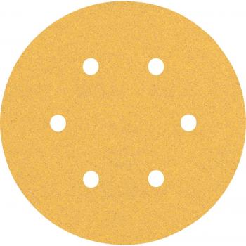 Papel de lija Bosch Expert C470 con 6 orificios, 150 mm, grano 100, pack de 5 unidades para lijadoras excéntricas