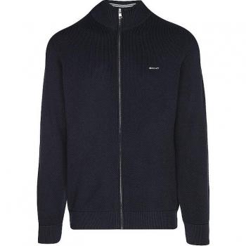 Cárdigan de algodón piqué con cremallera para hombre Gant en azul marino (L) - Casual, manga larga, modelo 'PIQUE'