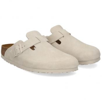 Birkenstock Boston Vl Antique White, Modern Suede Antique White Mules for Women, Size 15 US