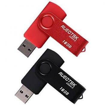 Unidad flash USB RUEOTSK, paquete de 2 unidades de memoria flash USB 2.0 giratorias de 16 GB