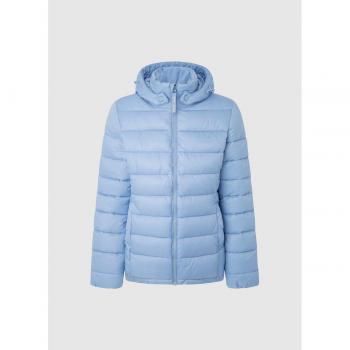 Pepe Jeans Maddie Short Plumífero Azul para Mujer con Cremallera y Capucha Desmontable
