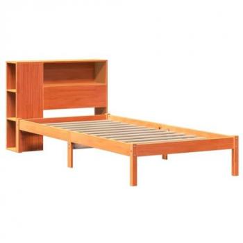 Sofá Cama Libro sin Colchón Madera Maciza Marrón 90x200 cm con Estantería y Almacenamiento