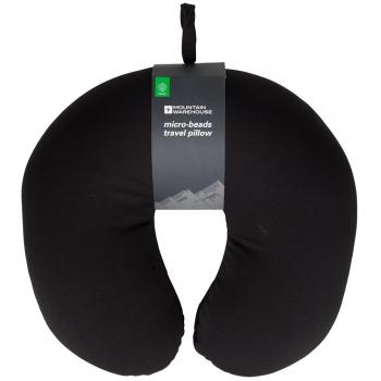 Mountain Warehouse Almohadilla Micro del Recorrido del Grano - Almohadilla compacta del Cuello, Ayuda Durable del Cuello, Amortiguador Fino del Aeroplano de Microbead Negro Talla única
