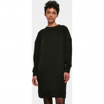 Urban Classics Women's Short Black Velvet Rib Crew Dress