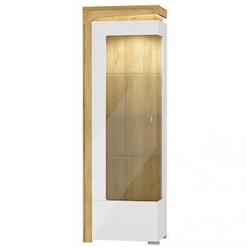 Vitrina Teo Blanca y Madera con 1 Puerta de Apertura Izquierda y LED Integrado