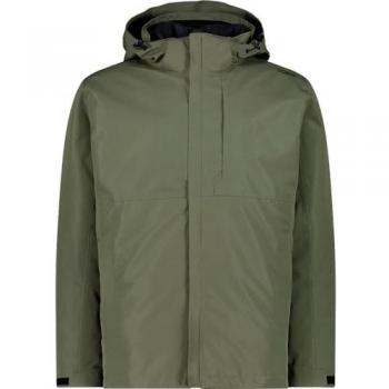 CMP Men's 3-in-1 Waterproof Green Jacket with Detachable Hood, Size 48