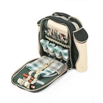 Greenfield Collection Deluxe - Mochila de picnic para cuatro personas, color verde bosque