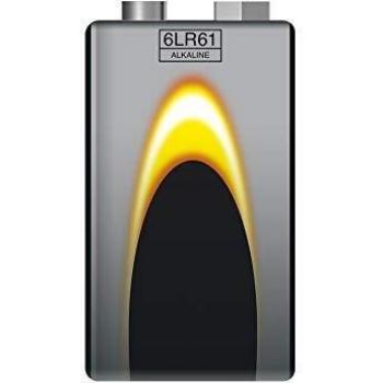 7H DAYRON Pila Alcalina de Petaca Pequeña 9V 6LR61-PP3, Negro/Gris/Naranja