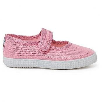 Merceditas Brillo Rosa Tira Adherente para Niña Talla 37