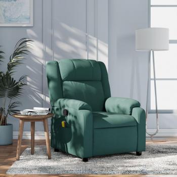 Sillón de masaje reclinable de tela en colores gris claro, gris oscuro, negro y verde oscuro