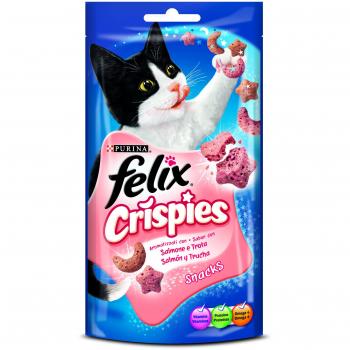 Felix Crispies Salmón y Trucha Snacks para Gatos 45g