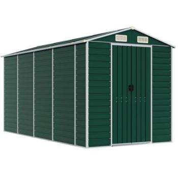 Green Garden Shed 191x385x198 cm Galvanised Steel
