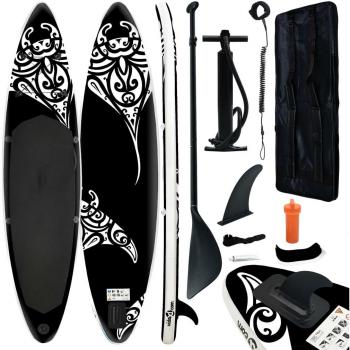 Tablero de Paddle Surf Hinchable Negro 366x76x15 cm