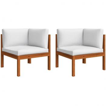 Solid Acacia Wood Garden Corner Sofa Set with Cushions (2 pcs)