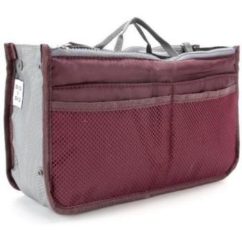 Anladia Organizadores de bolso para Los Bolsos con Asa Corta Divisiones Cierre Color Granate