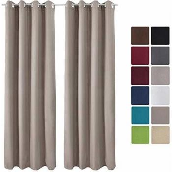 Cortina térmica de ojales Beautissu Amelie - 2 unidades - 140x245 cm - Color arena