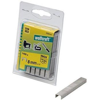 WOLFCRAFT 7030000 (L) grapas de lomo ancho INOX, tipo 053 PACK 1400, gris, 8 mm