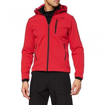 CMP Chaqueta Softshell Hombre con Capucha y Cremallera, Color Rojo, Modelo 3A01787N