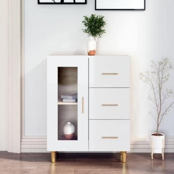Aparador de madera multicapa blanco pulido 69,5x34x90 cm