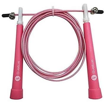 Cuerda de saltar SVELTUS Speed rosa con cable de acero y mangos ergonómicos para fitness