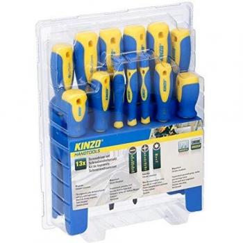 Set de 12 destornilladores Kinzo con soporte azul/amarillo