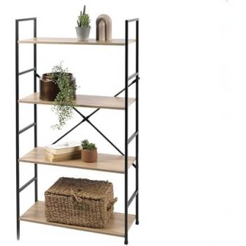 Estantería industrial Colorado de 4 niveles, metal y madera, 58,5 x 23,5 x 112 cm