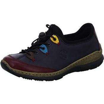 Zapatos Rieker Herbie para mujer, tipo slip-on, color vino/marina/brandy, talla 37