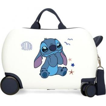 Maleta Infantil Disney Stitch Emocionado 2 Ruedas Multidireccionales 24L Blanca