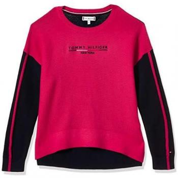 Tommy Hilfiger Text Colorblock Sweater Sudadera, Azul