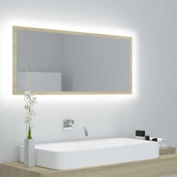 Espejo de baño con LED y marco de madera contrachapada roble Sonoma 100x8,5x37 cm