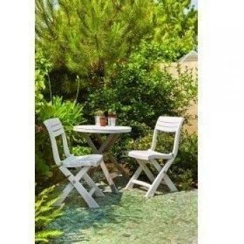 Mesa plegable para terraza o jardín en PVC en color blanco