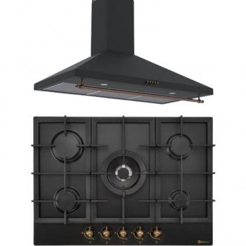 Combo Pack Solthermic Placa de Gas BL032 Negra Rústica 70 + Campana Extractora 90
