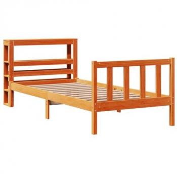 Cabecero de cera redonda de pino macizo 75x190 cm marrón