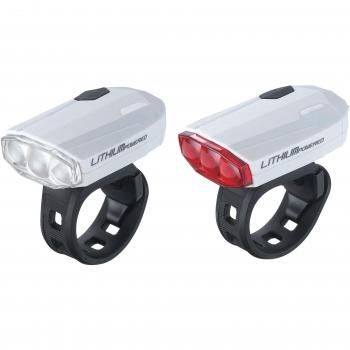 BBB BLS-48 SPARKCOMBO - Juego de luces delantera y trasera para bicicleta con batería recargable, color blanco