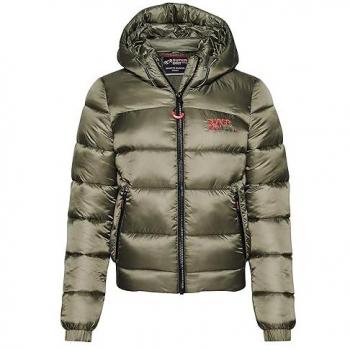 Chaqueta Puffer Deportiva Verde Oliva para Mujer Superdry