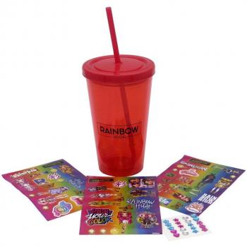 Set de vaso con pegatinas Rainbow High color rojo