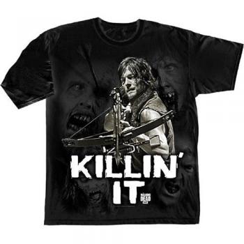 The Walking Dead Killin' It Camiseta Manga Corta, Negro, XL para Hombre