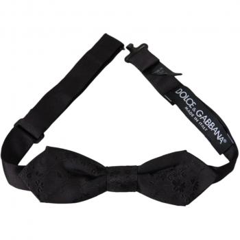 Dolce & Gabbana Black Silk Adjustable Neck Men Bow Tie