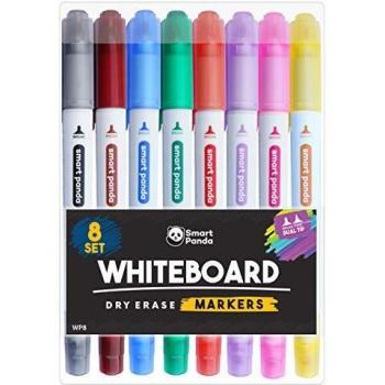Rotuladores para pizarra blanca de smartpanda z punta doble mediana y fina z borrado seco ideal para el hogar escuela u oficina z juego de 8 colores variados 8