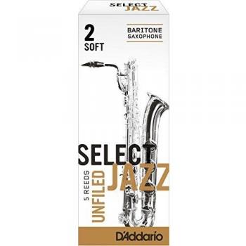 D'Addario Woodwinds SELECT JAZZ Unfiled Baritone Saxophone Reeds - Hardness 2S (5 Pack)