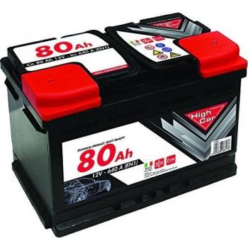 Batería de arranque High Car 80Ah 680A para auto - Dimensiones: 27,6x17,5x19 cm