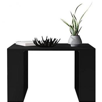 Mesa de Centro Cuadrada 65x65x40 cm Negra con Patas de Trineo Antideslizantes, Estilo Elegante y Moderno para Salón u Oficina