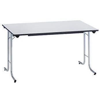 Mesa Plegable Kaiser Kraft, con esquinas redondeadas, estructura de tubo redondo, forma rectangular, 1200 x 700 mm, color de estructura aluminio, superficie gris claro