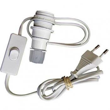Adaptador de botella E14 con interruptor y enchufe, color blanco - TIBELEC