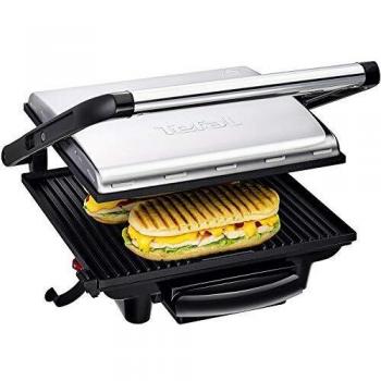 Grill Tefal Inicio GC241D12 - 2000W - Placas Antiadherentes - Cuerpo de Acero Inoxidable - Especial para Paninis - Parrilla Multifunción