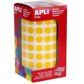 APLI Kids - Rollo de gomets redondos 10,5 mm, color amarillo