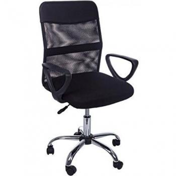 Silla de oficina Nairobi negra con brazos y ruedas, altura ajustable 94-104 cm