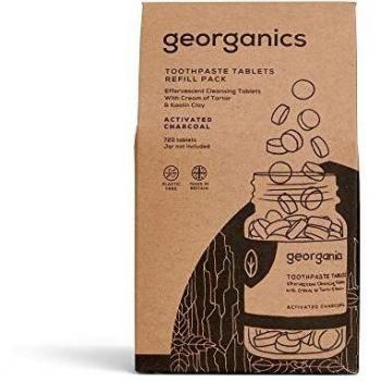 Georganics - Tabletas de Pasta Dental Orgánica - Tabletas de Limpieza Efervescentes Naturales con Arcilla de Caolín - Vegano y Cruelty Free, sin Flúor et SLS - Carbón Activo - 720 Tabletas