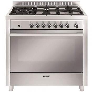 Cocina Mixta Glem GX960CVIX 90cm, 5 Fuegos, Horno Catalítico de 104L, Acero Inoxidable
